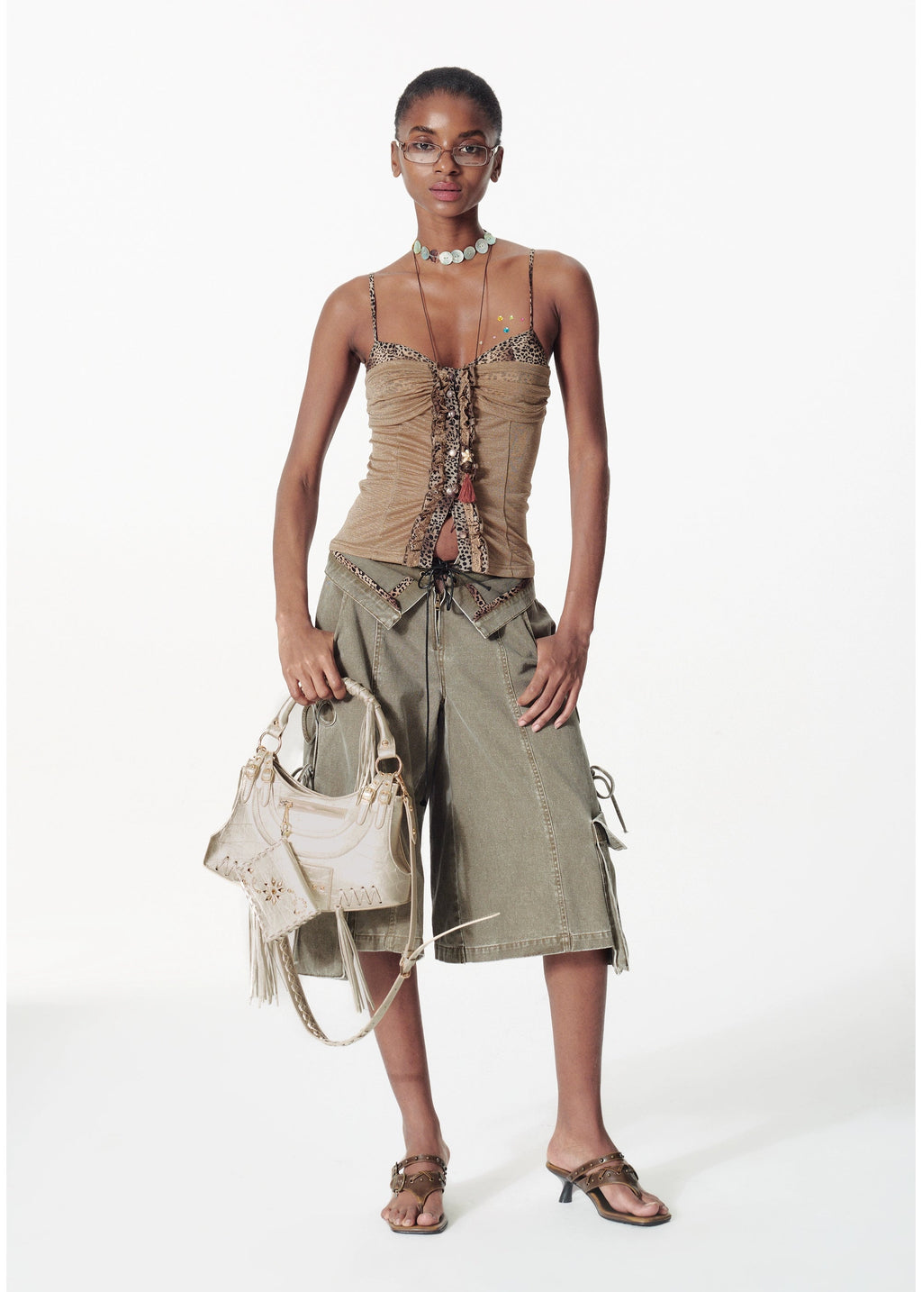 double waist strap shorts