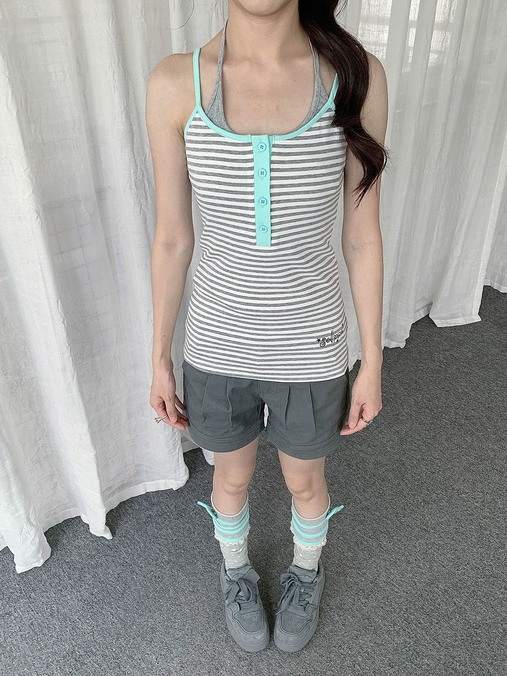 Striped Cami Zip Hoodie Set OL2451 oliviroa オリヴィオラ
