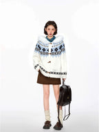Fair Isle Toggle Hooded Knit Cardigan OL2472 oliviroa オリヴィオラ