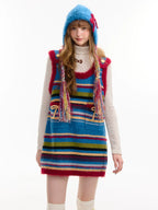 Bow Stripe Knit Mini Dress OL2453 oliviroa オリヴィオラ