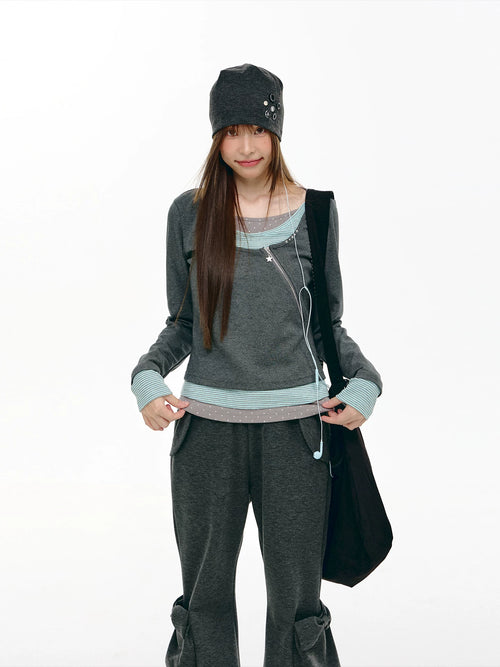 Asymmetric Zip Layered Top OL2466 oliviroa オリヴィオラ