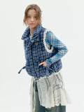 Plaid Drawstring Puffer Vest OL2452 oliviroa オリヴィオラ