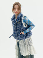 Plaid Drawstring Puffer Vest OL2452 oliviroa オリヴィオラ