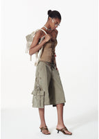 double waist strap shorts