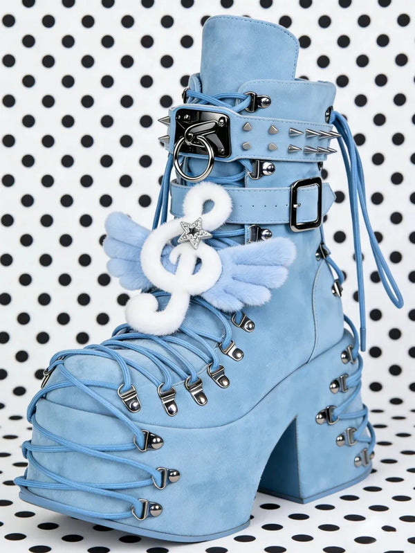 Studded Lace Up Platform Boots OLA073 oliviroa オリヴィオラ