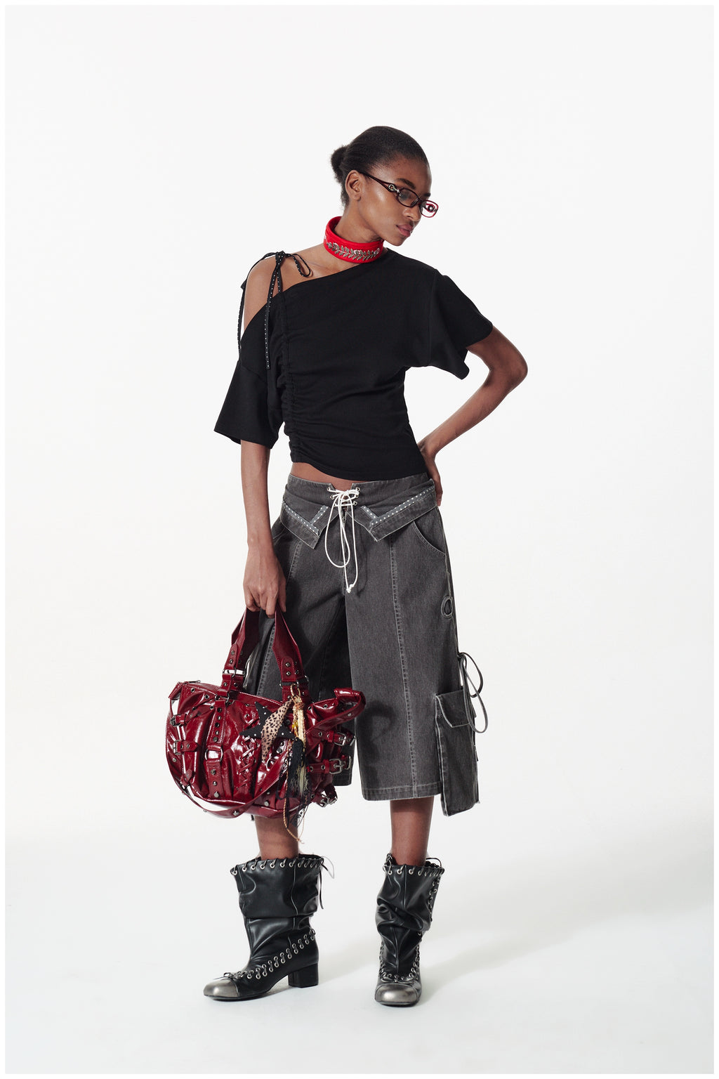 double waist strap shorts