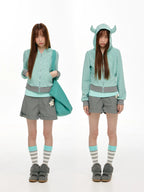 Horn Hood Striped Zip Hoodie OL2467 oliviroa オリヴィオラ