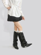 Distressed Pointed Toe Slouch Boots OLA066 oliviroa オリヴィオラ