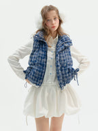Plaid Drawstring Puffer Vest OL2452 oliviroa オリヴィオラ