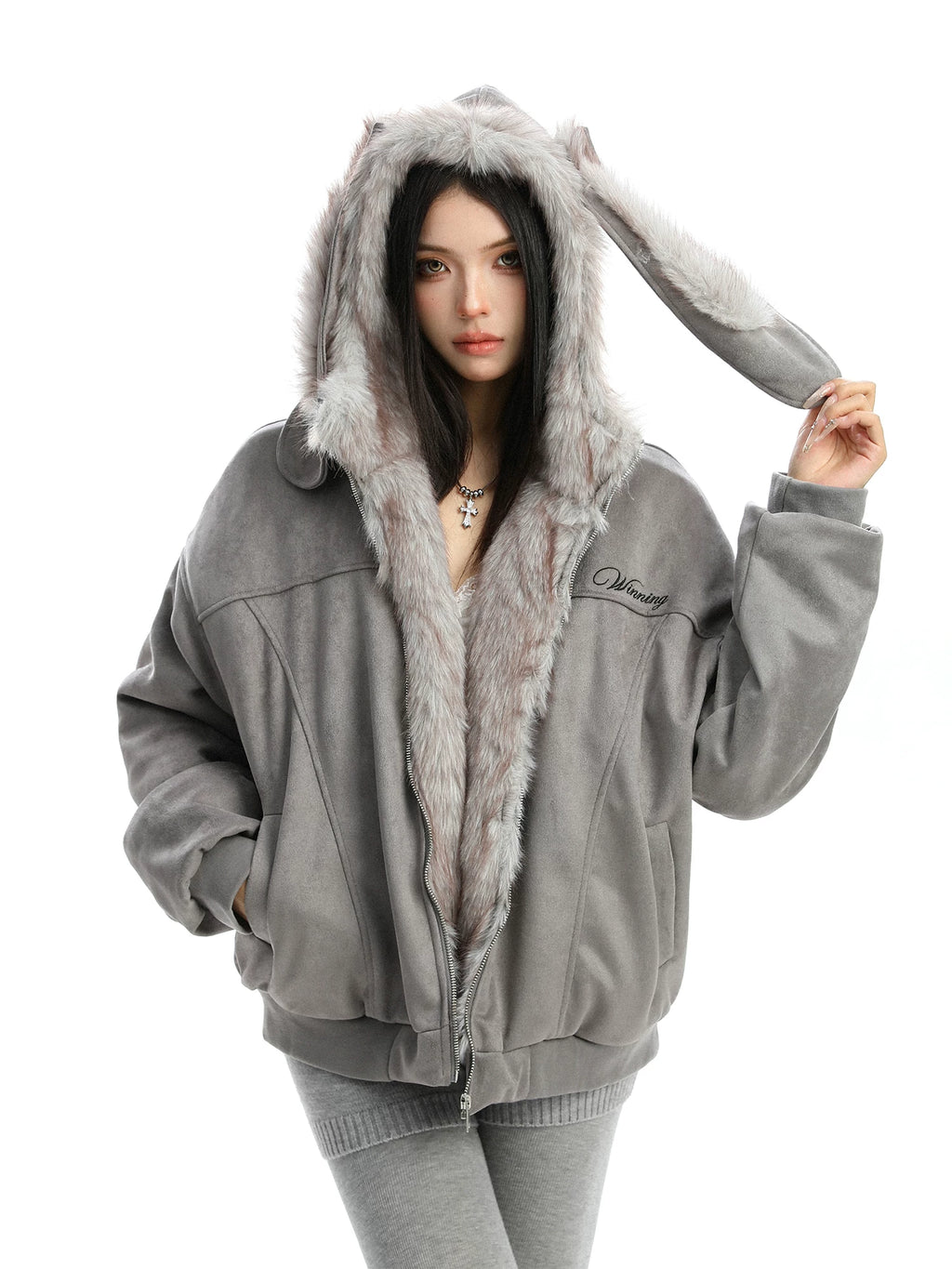 Detachable Bunny Ear Hooded Padded Jacket OL2473 oliviroa オリヴィオラ