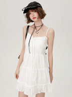 Bow Eyelet Tiered Cami Dress OL2471 oliviroa オリヴィオラ