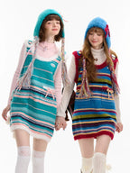 Bow Stripe Knit Mini Dress OL2453 oliviroa オリヴィオラ