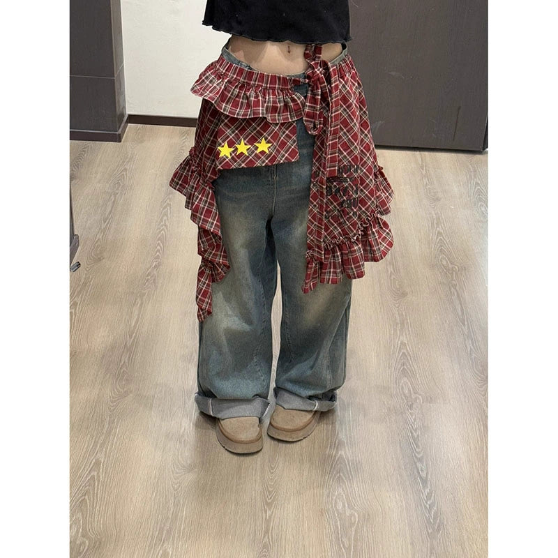 アシンメトリーチェックのミニスカート