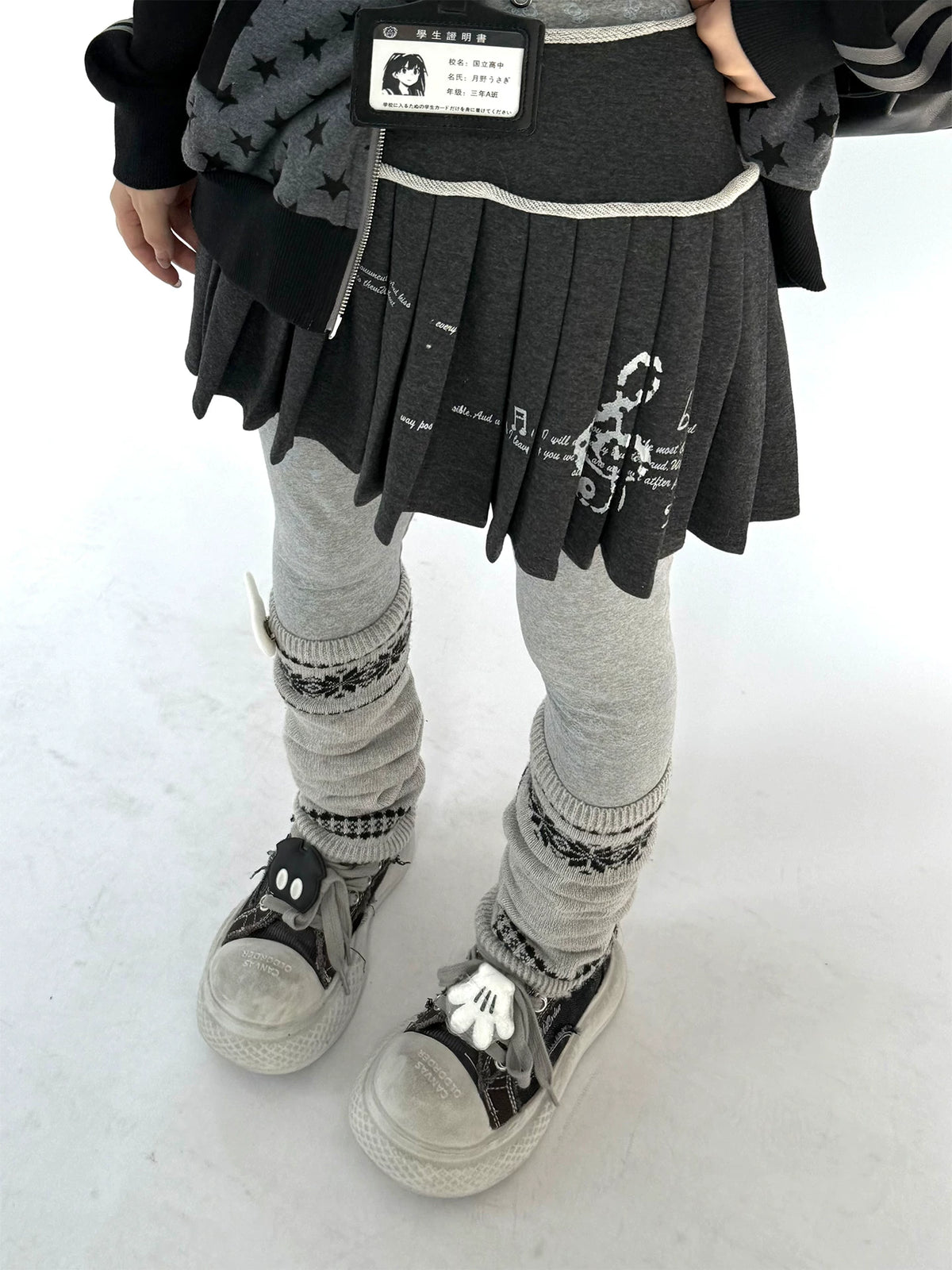 Music Note Rolled Waist Pleated Skirt OL2481 oliviroa オリヴィオラ
