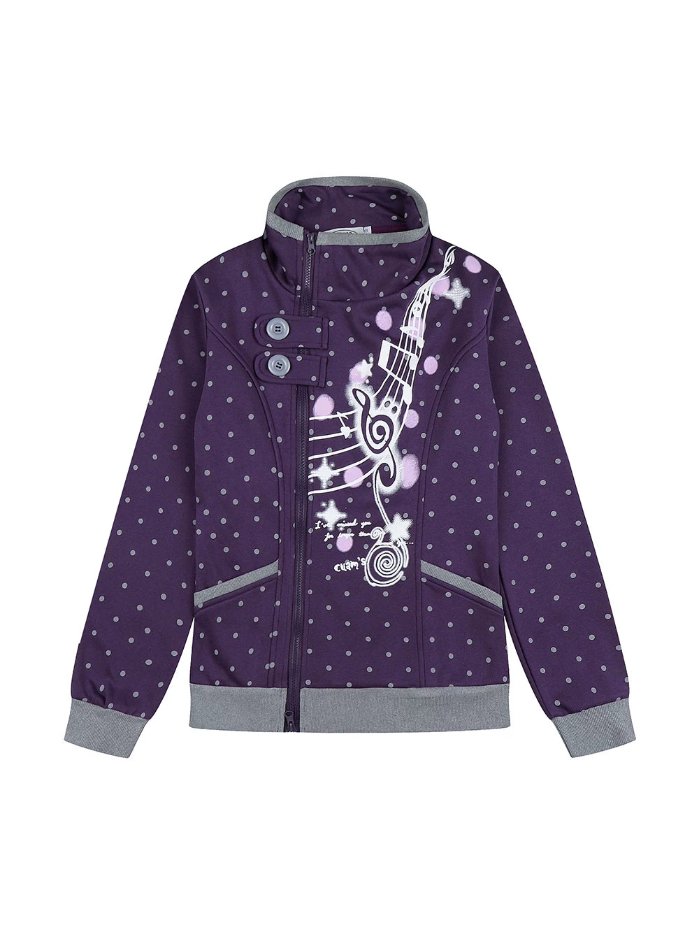 Music Note Polka Dot Stand Collar Zip Jacket OL2476 oliviroa オリヴィオラ