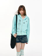 Anime Girl Star Cropped Zip Hoodie OL2468 oliviroa オリヴィオラ