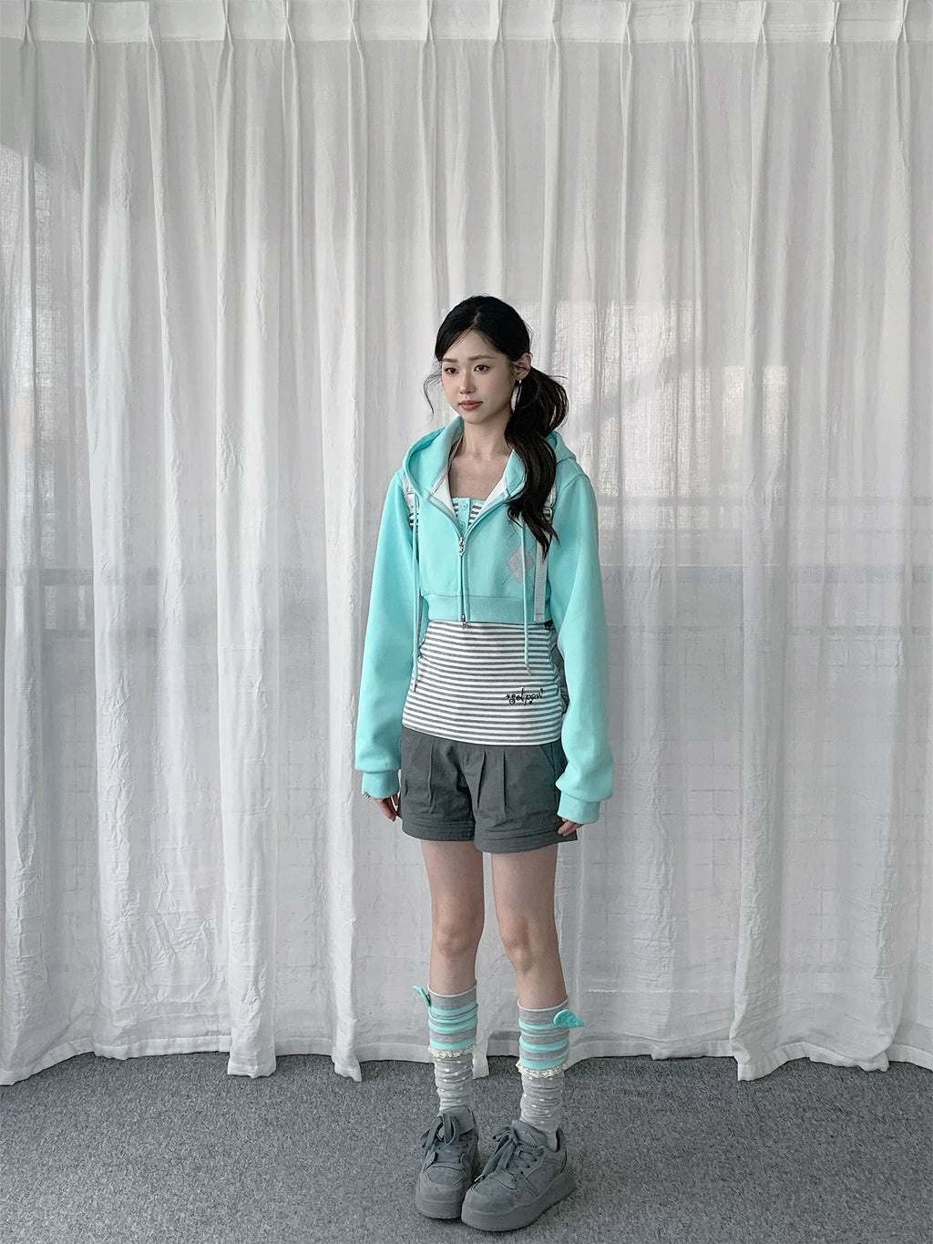 Striped Cami Zip Hoodie Set OL2451 oliviroa オリヴィオラ