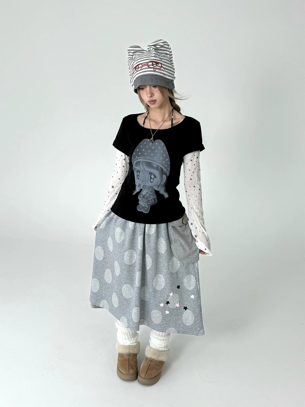 Polka Dot Pocket Midi Skirt OL2478 oliviroa オリヴィオラ