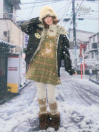 Cat Patch Fur Collar Faux Leather Jacket OL2456 oliviroa オリヴィオラ