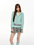 Horn Hood Striped Zip Hoodie OL2467 oliviroa オリヴィオラ