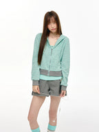 Horn Hood Striped Zip Hoodie OL2467 oliviroa オリヴィオラ