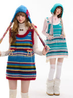 Bow Stripe Knit Mini Dress OL2453 oliviroa オリヴィオラ