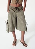 double waist strap shorts