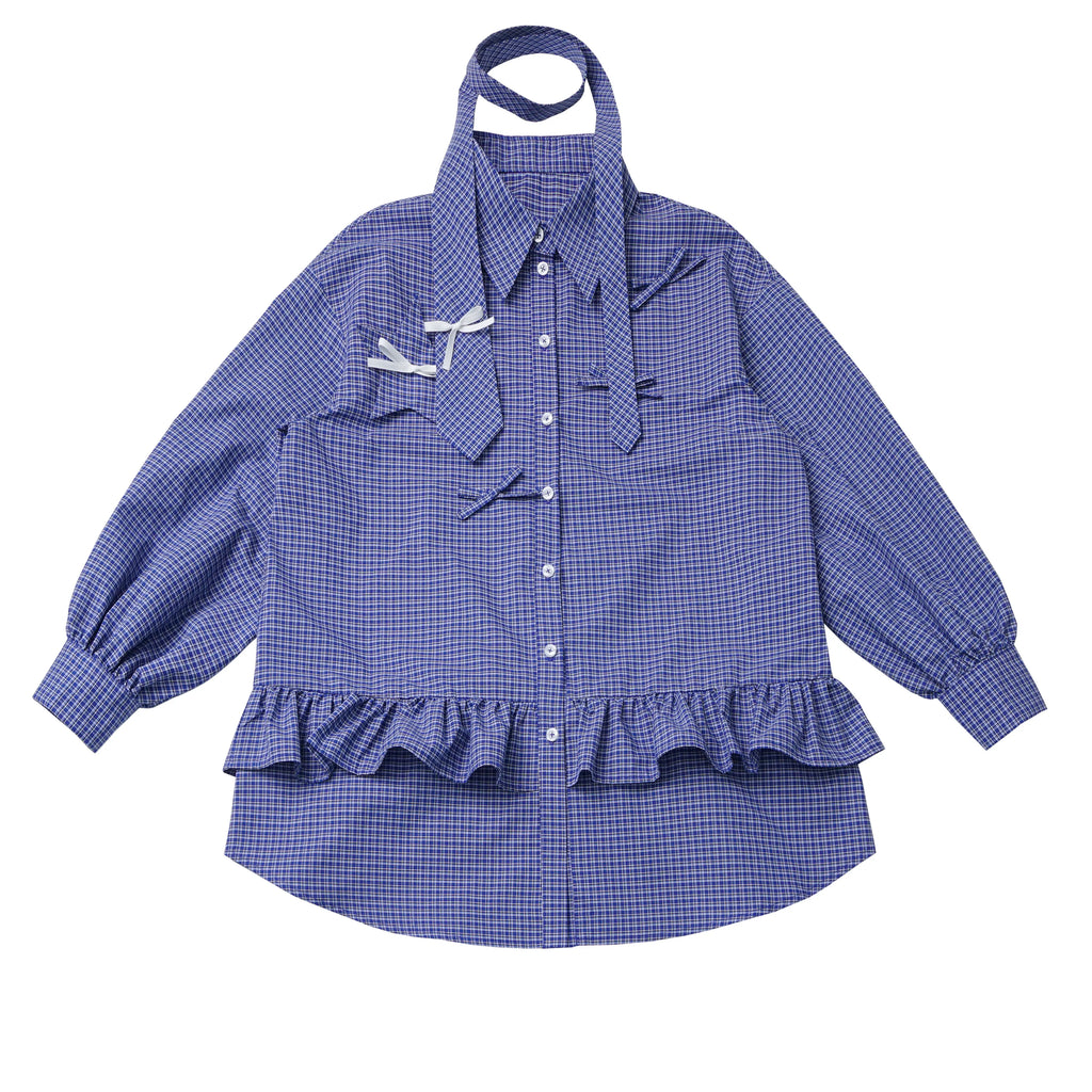 Plaid Shirt Lace Cami and Tiered Skirt Separates OL2477 oliviroa オリヴィオラ