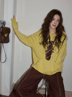 リボン付きフードスウェットトップス