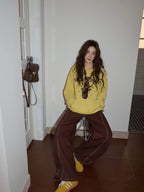 リボン付きフードスウェットトップス