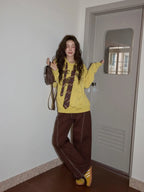 リボン付きフードスウェットトップス