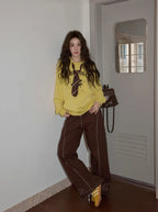 リボン付きフードスウェットトップス