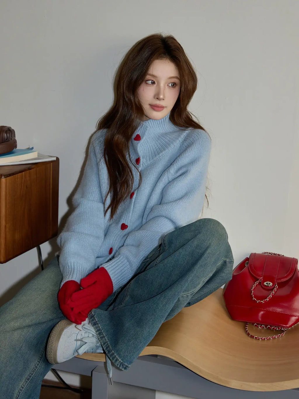 ハートボタンニットカーディガン