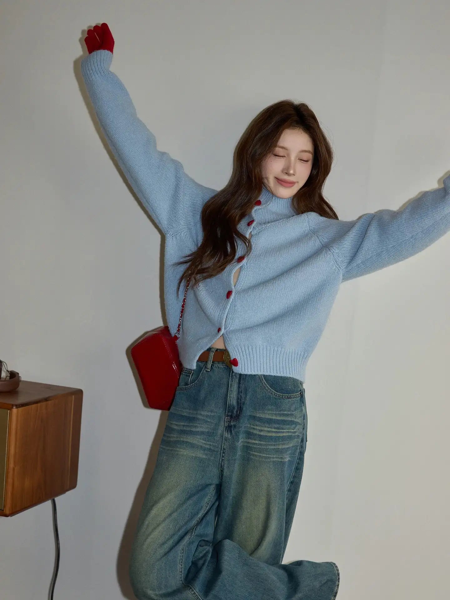 ハートボタンニットカーディガン