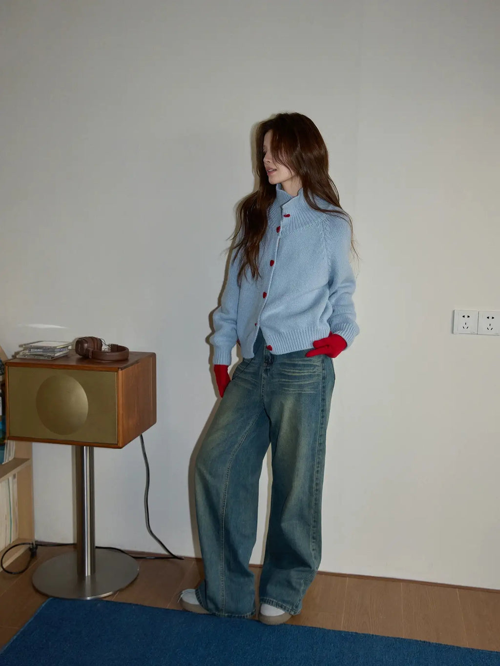 ハートボタンニットカーディガン