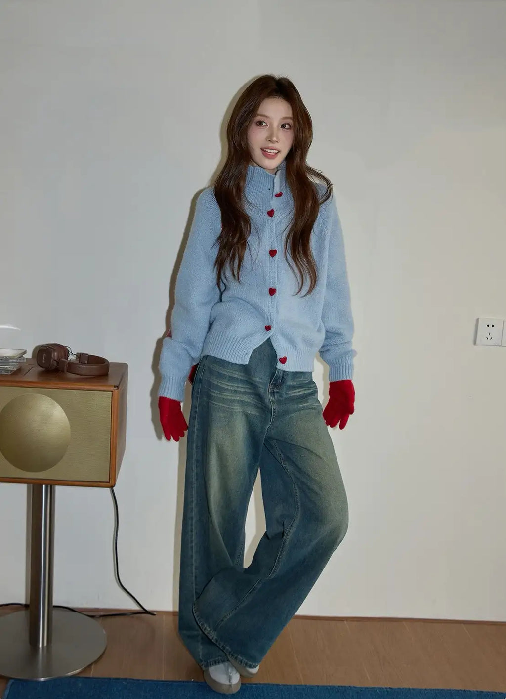 ハートボタンニットカーディガン