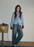 ハートボタンニットカーディガン