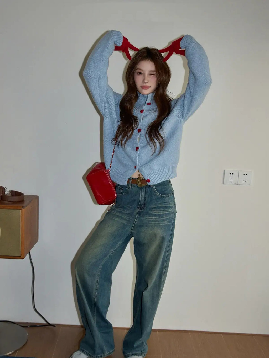 ハートボタンニットカーディガン