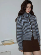 大人見えブラウンの襟付きニットトップス   OL1877