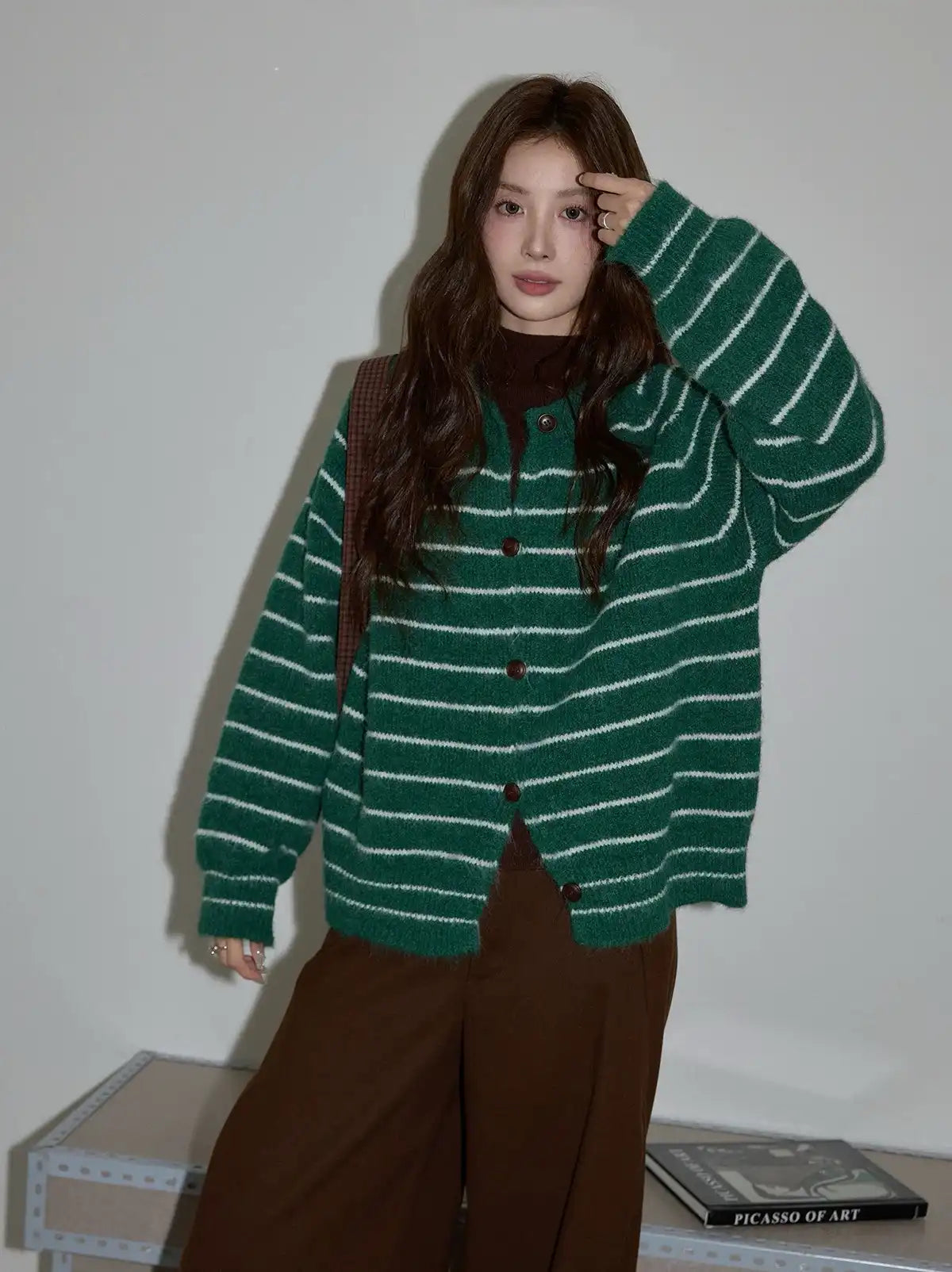 レトロボーダークルーニット   OL1878