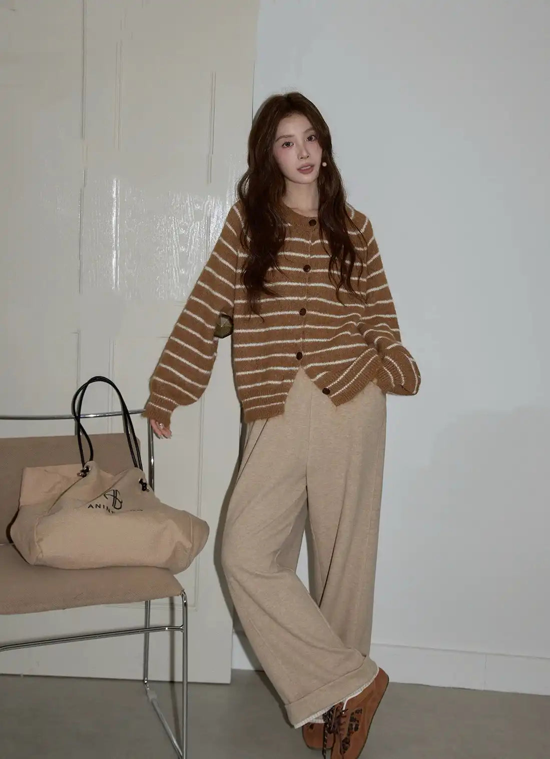 レトロボーダークルーニット   OL1878