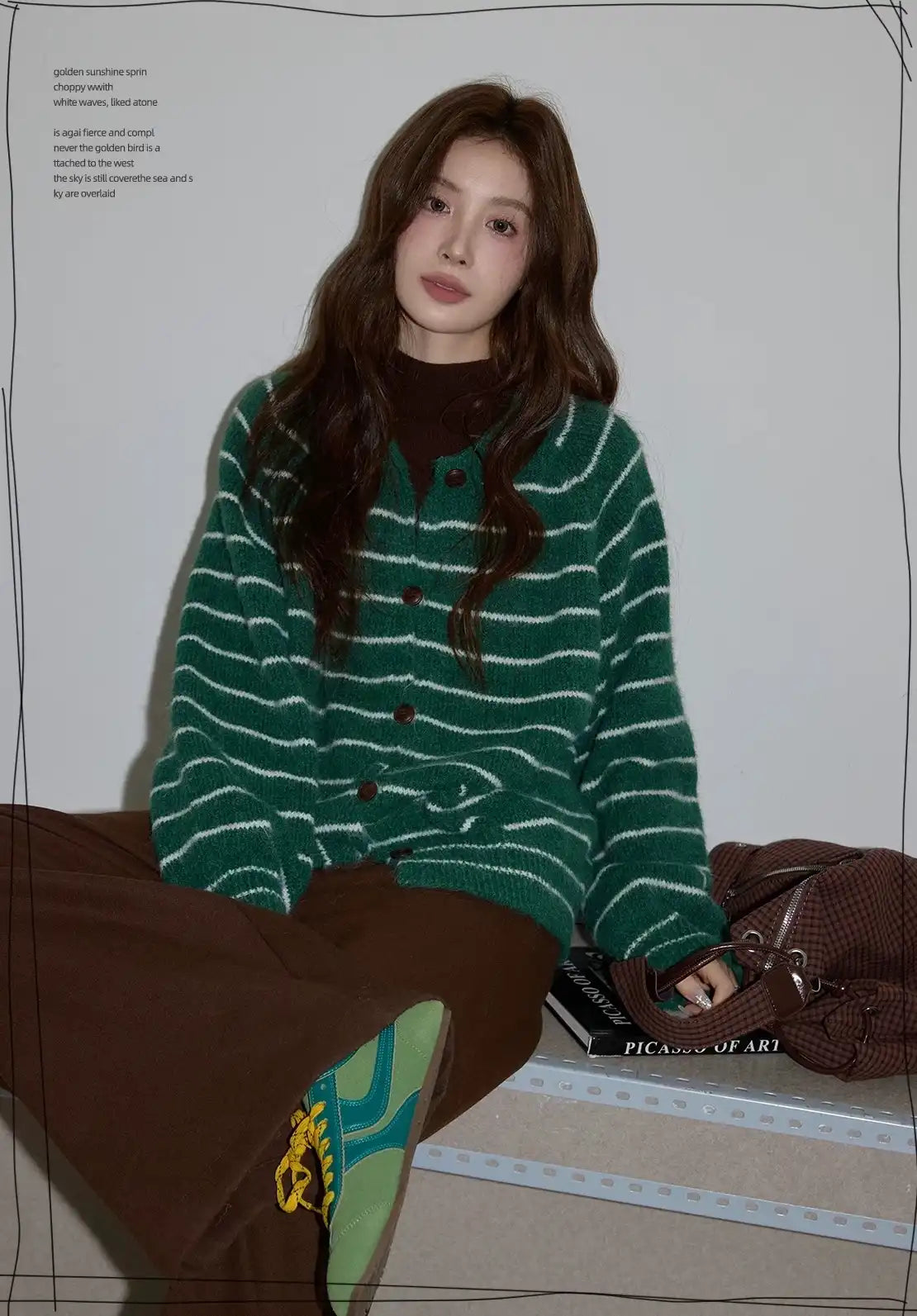 レトロボーダークルーニット   OL1878