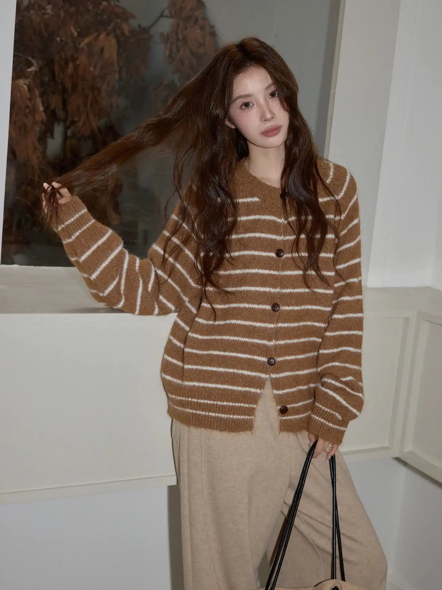 レトロボーダークルーニット   OL1878