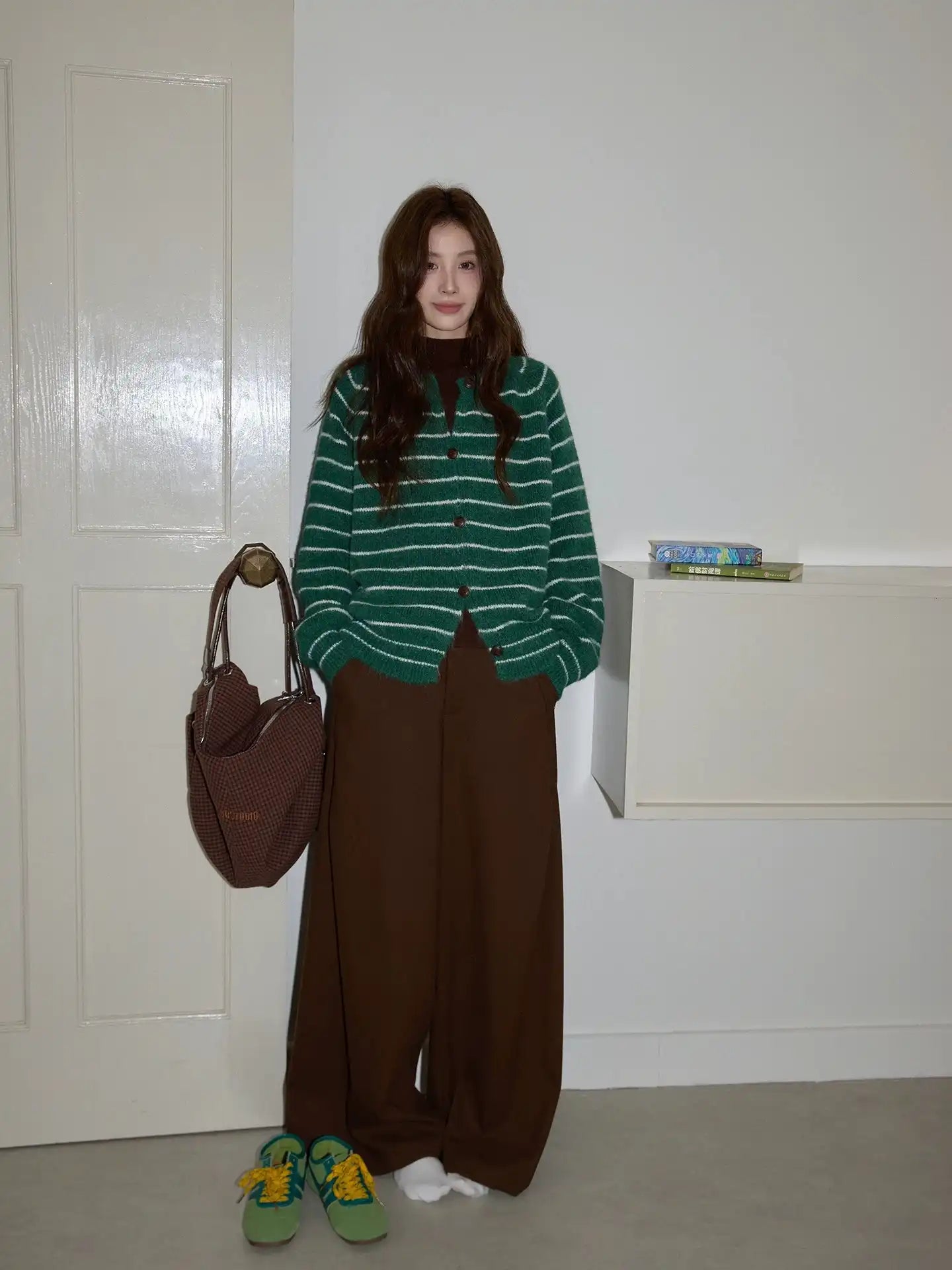 レトロボーダークルーニット   OL1878