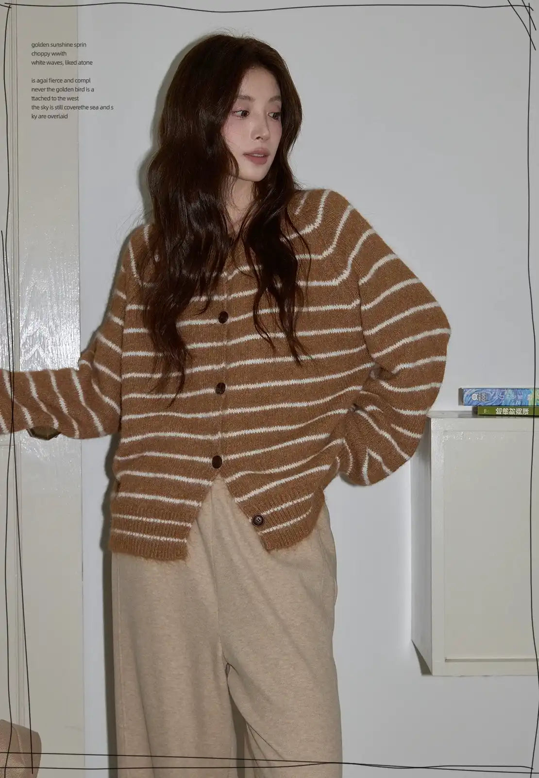 レトロボーダークルーニット   OL1878