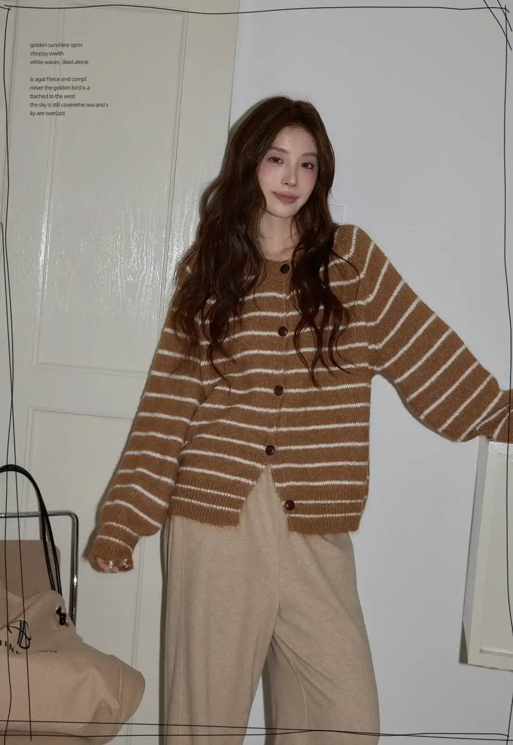 レトロボーダークルーニット   OL1878