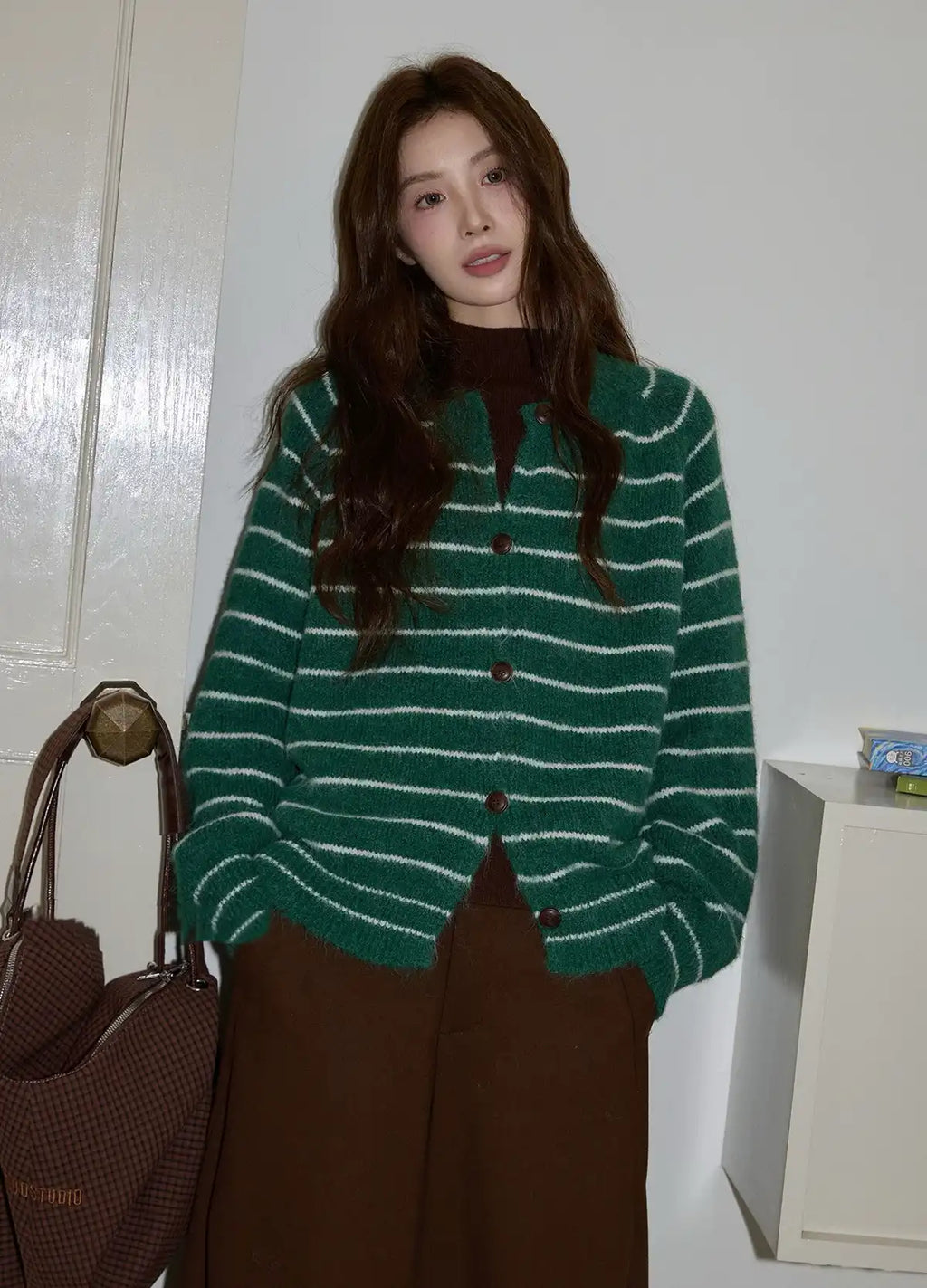 レトロボーダークルーニット   OL1878