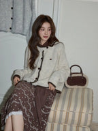 ライトグレー配色カーディガン  OL1879