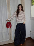 レッドボーダーニットカーディガン   OL1880