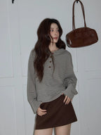 グレーピンクボーダーフーディ   OL1881